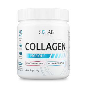 SOLAB / Коллаген с пребиотиками. Вкус Манго-Малина, 180г. 30 порций