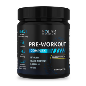 SOLAB / Предтренировочный комплекс Pre-workout, Голубика- Дыня, 35 порций