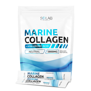 SOLAB / Коллаген морской + гиалуроновая кислота+ витамин С в стиках. Вкус Нейтральный, 15 стиков