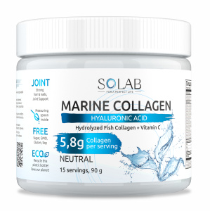 SOLAB/ Морской Коллаген + Витамин С+Гиалуроновая кислота, Sea Collagen + Hyaluronic Acid + Vitamine C, Вкус: Нейтральный, 15 порций
