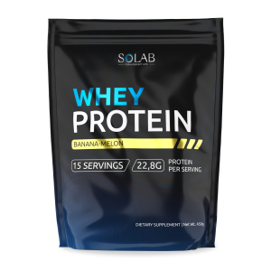 SOLAB / Протеин Whey Protein  Вкус Банан-дыня, 450г, 15 порций