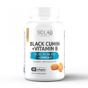 SOLAB / Масло черного тмина с витаминами группы В / Black Cumin seed oil with vitamins B. Курс на 2 месяца