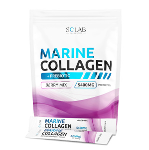 SOLAB / Коллаген морской + пребиотик + витамин С в стиках. Вкус Ягодный микс, 15 стиков