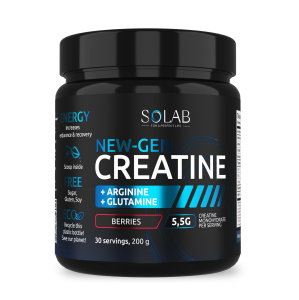 SOLAB / Креатин моногидрат + глютамин + аргинин  Вкус Лесные ягоды 200г, 30 порций