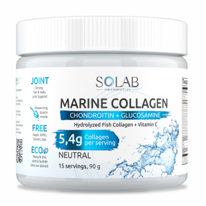 SOLAB/ Морской Коллаген + Витамин С + Хондроитин + Глюкозами, Sea Collagen +  Vitamine C + Chondroitin + Glucozamine, Вкус: Нейтральный, 15 порций