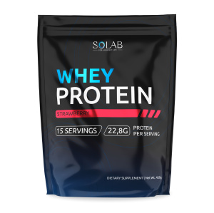 SOLAB / Протеин Whey Protein  Вкус Клубника, 450г, 15 порций