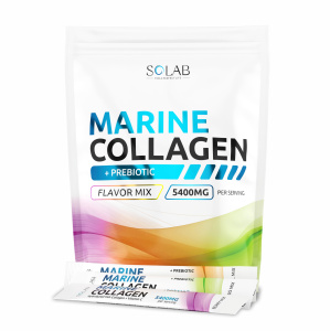 SOLAB / Коллаген морской + пребиотик + витамин С в стиках. МИКС вкусов, 15 стиков