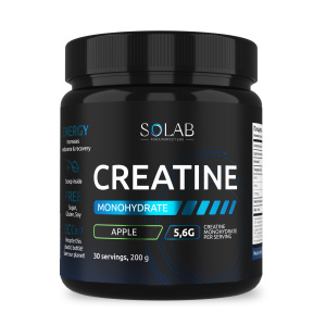 SOLAB / Креатин моногидрат, Creatine Monohydrate, Вкус Яблоко, Банка 200 гр. 30 порций.