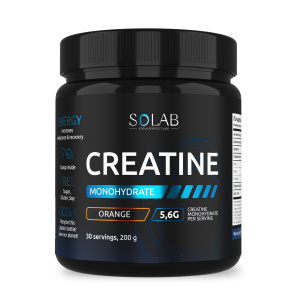 SOLAB / Креатин моногидрат, Creatine Monohydrate, Вкус Апельсин, Банка 200 гр. 30 порций.