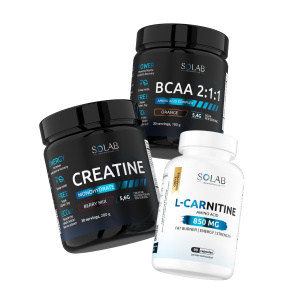 SOLAB / Набор спортивного питания Эффективность и восстановление / BCAA, креатин, L-карнитин