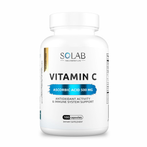 SOLAB / Комплексная пищевая добавка Витамин С в капсулах, 500 мг. 100 капсул