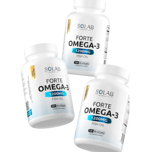 SOLAB / Набор витаминов. Omega-3 60%, XS 1200 мг, 120 капсул, 3 шт. 