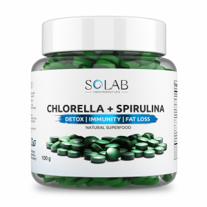 SOLAB / Хлорелла + спирулина в таблетках, 100 грамм