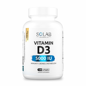 SOLAB / Vitamin D3, Витамин Д3 5000 ME, 120 капсул