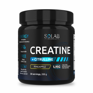 SOLAB / Креатин в порошке + L-цитруллин. Вкус Ананас, 200 г, 30 порций
