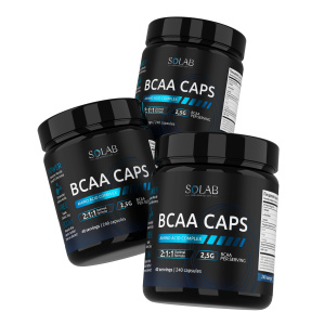 SOLAB BCAA, Незаменимые аминокислоты BCAA 2:1:1, для восстановления и роста мышечной массы, 240 капсул, набор из 3-х банок