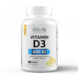 SOLAB / Vitamin D3, Витамин D3 600 ME, 120 капсул