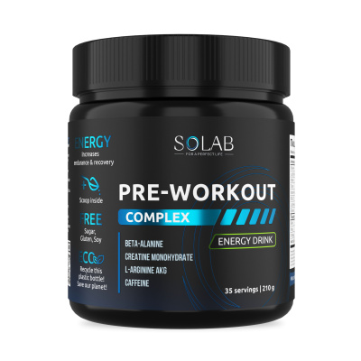 SOLAB / Предтренировочный комплекс Pre-workout, Энергетик, 35 порций