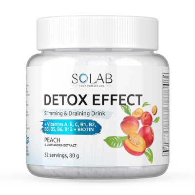 SOLAB / Напиток растворимый. Detox Slim Effect. Детокс Эффект со вкусом Персика, 32 порции