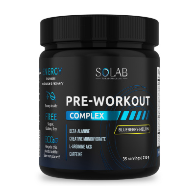 SOLAB / Предтренировочный комплекс Pre-workout, Голубика- Дыня, 35 порций