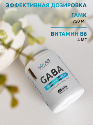 SOLAB / ГАМК+В6, GABA+В6, 60 капсул
