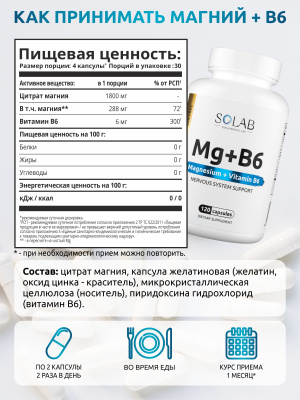 SOLAB / Набор витаминов. Omega-3 90 капсул + Магний+В6 120 капсул + подарок Витамин С 60 капсул