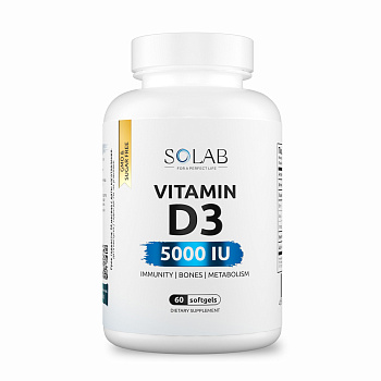 SOLAB / Витамин D3 5000 ME, 60 капсул