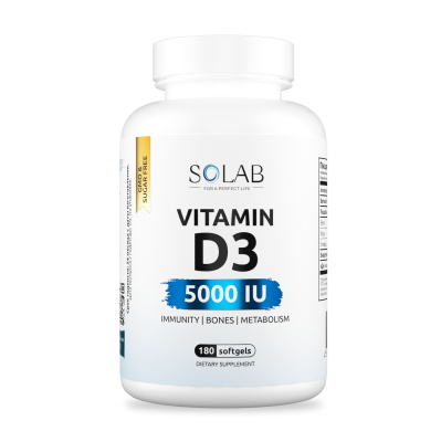 SOLAB / Витамин D3 5000 ME, 180 капсул
