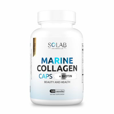 SOLAB / Коллаген морской в капсулах + Витамин С + Биотин, 120 капсул