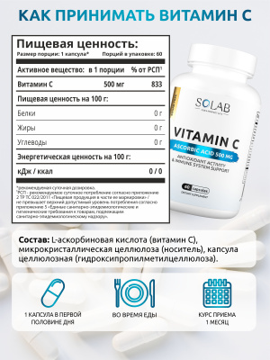 SOLAB / Набор витаминов. Omega-3 90 капсул + Магний+В6 120 капсул + подарок Витамин С 60 капсул