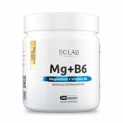 SOLAB / Магний цитрат + Витамин В6, 240 капсул