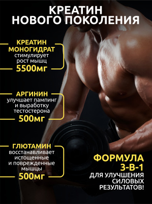 SOLAB / Креатин моногидрат + глютамин + аргинин  Вкус Ананас  200г, 30 порций