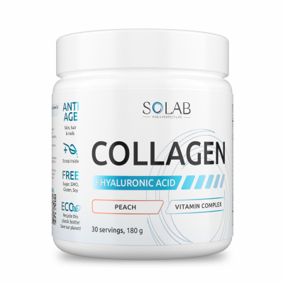 SOLAB / Коллаген + Витамин С + Гиалуроновая кислота, 30 порций. Персик