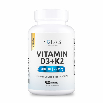 SOLAB / Витамин D3 2000 МЕ + К2, 120 капсул