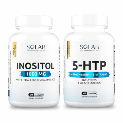 SOLAB / Набор витаминов: Инозитол  90 капсул + 5-HTP с магнием и витаминами группы В  60 капсул