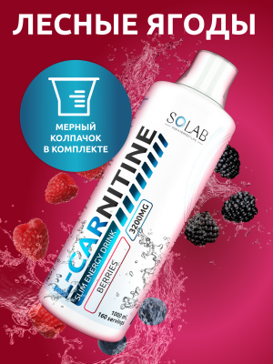SOLAB / Напиток безалкогольный негазированный L-КАРНИТИН (L-CARNITINE) со вкусом Лесные Ягод, 1000мл