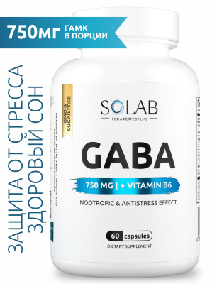 SOLAB / ГАМК+В6, GABA+В6, 60 капсул
