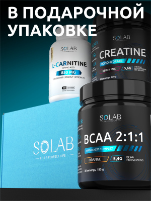 SOLAB / Набор спортивного питания Эффективность и восстановление / BCAA, креатин, L-карнитин