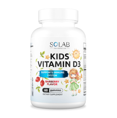 SOLAB / Витамин Д3 KIDS Барбарис, 60 мармеладок 