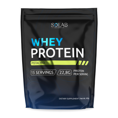 SOLAB / Протеин Whey Protein  Вкус Фисташка, 450г, 15 порций