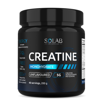 SOLAB / Креатин моногидрат Без вкуса 200г, 40 порций