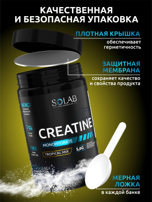 SOLAB / Креатин моногидрат. Вкус Тропический микс, 400 гр. 60 порций